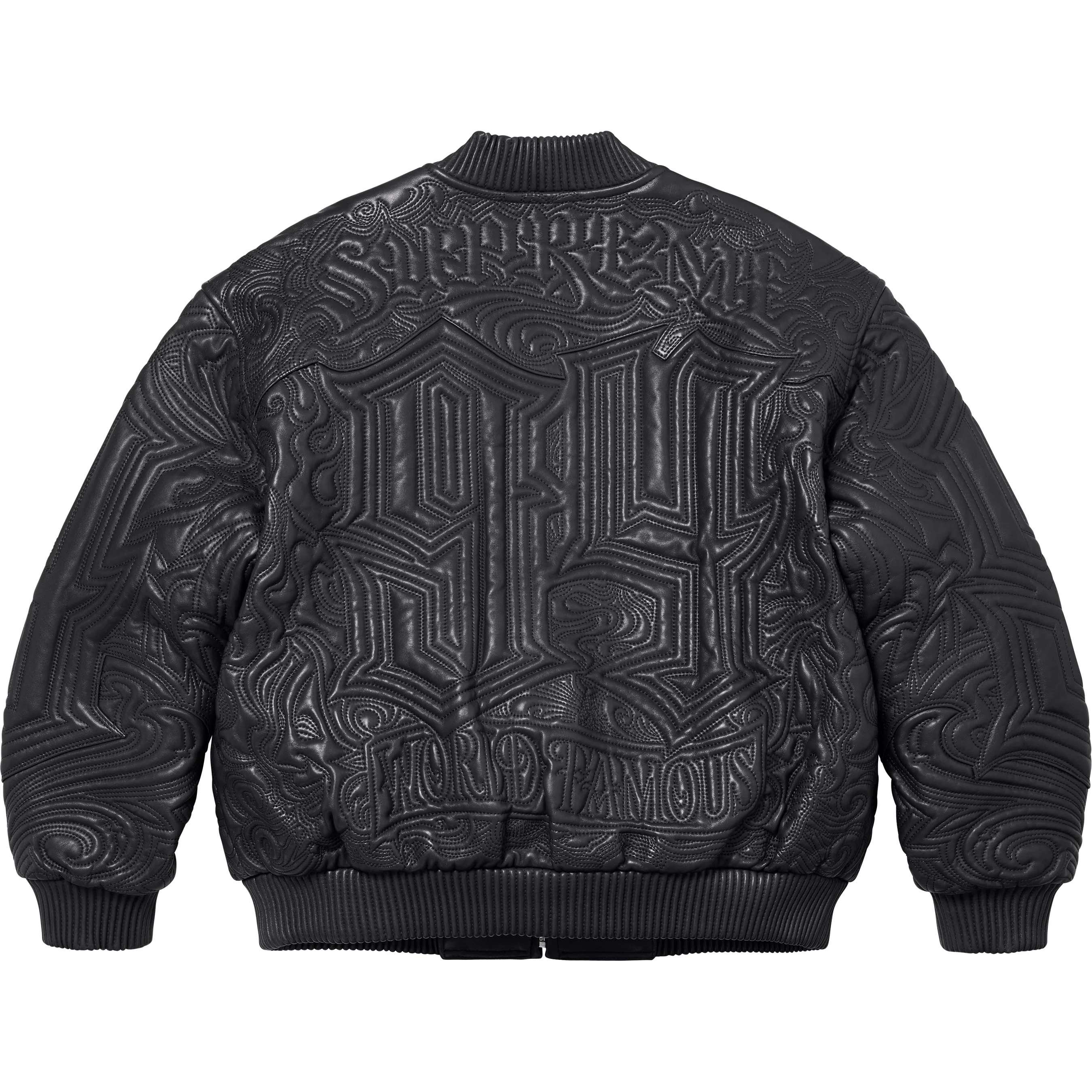 Mister Cartoon Embroidered Leather Jacket view 12